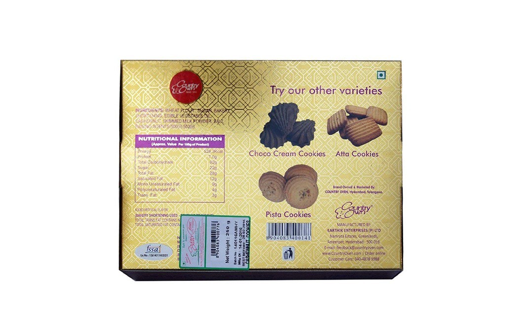 Country Oven Cashew Cookies    Box  260 grams